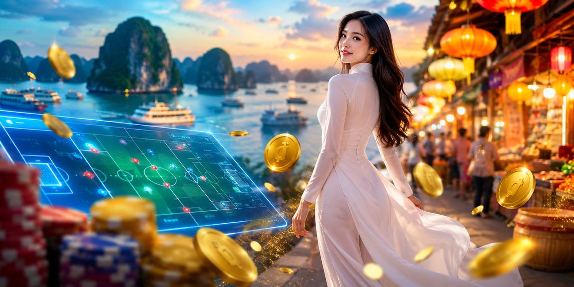 Khung cảnh Hạ Long với người dùng xem thông tin xổ số trên điện thoại