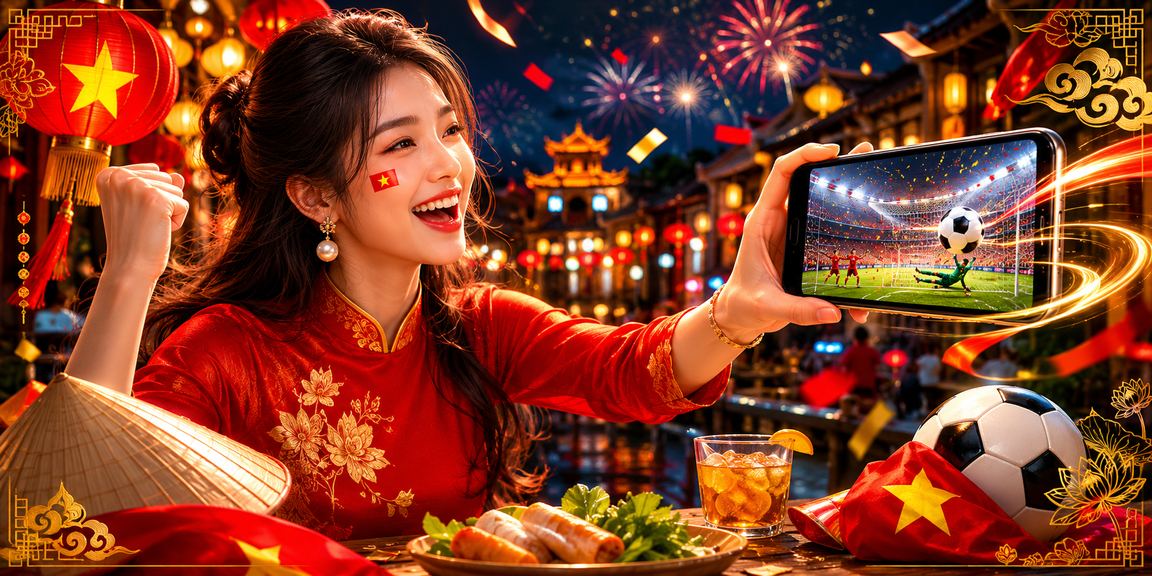 Người dùng Hà Nội kiểm tra hỗ trợ tài khoản trên điện thoại trong không gian đèn lồng